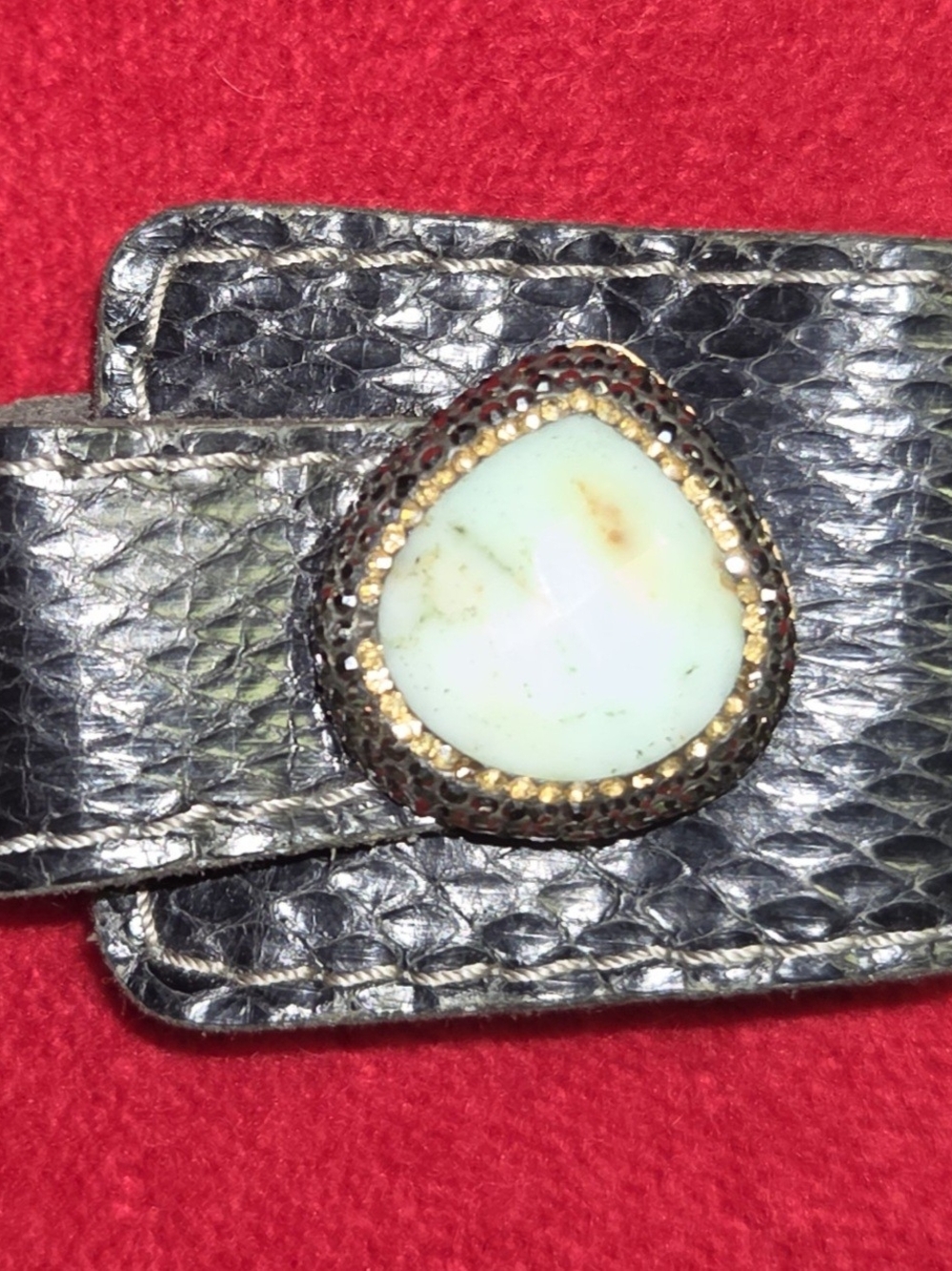 Vintage-Inspired Mint Stone Leather Bracelet